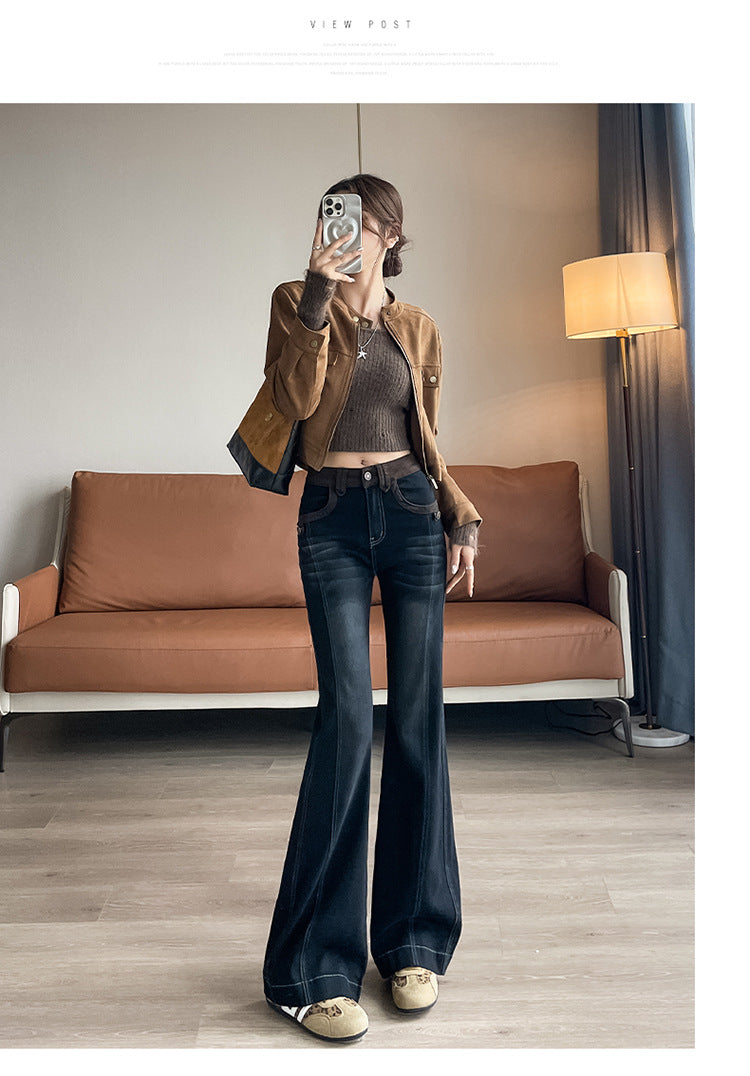 High-Waisted Flared Jeans for Women, Spring and Autumn 2026 New Style, Trendy Design, Flattering and Slimming Bell-Bottom Pants