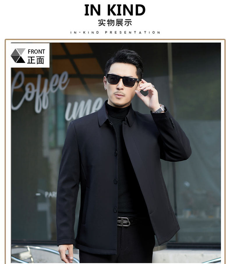 2024 Winter Coat Thickened Cotton-padded Jacket Men's High-grade Mulberry Silk Cotton-padded Jacket for Middle-aged and Elderly Dads Business Casual Jacket