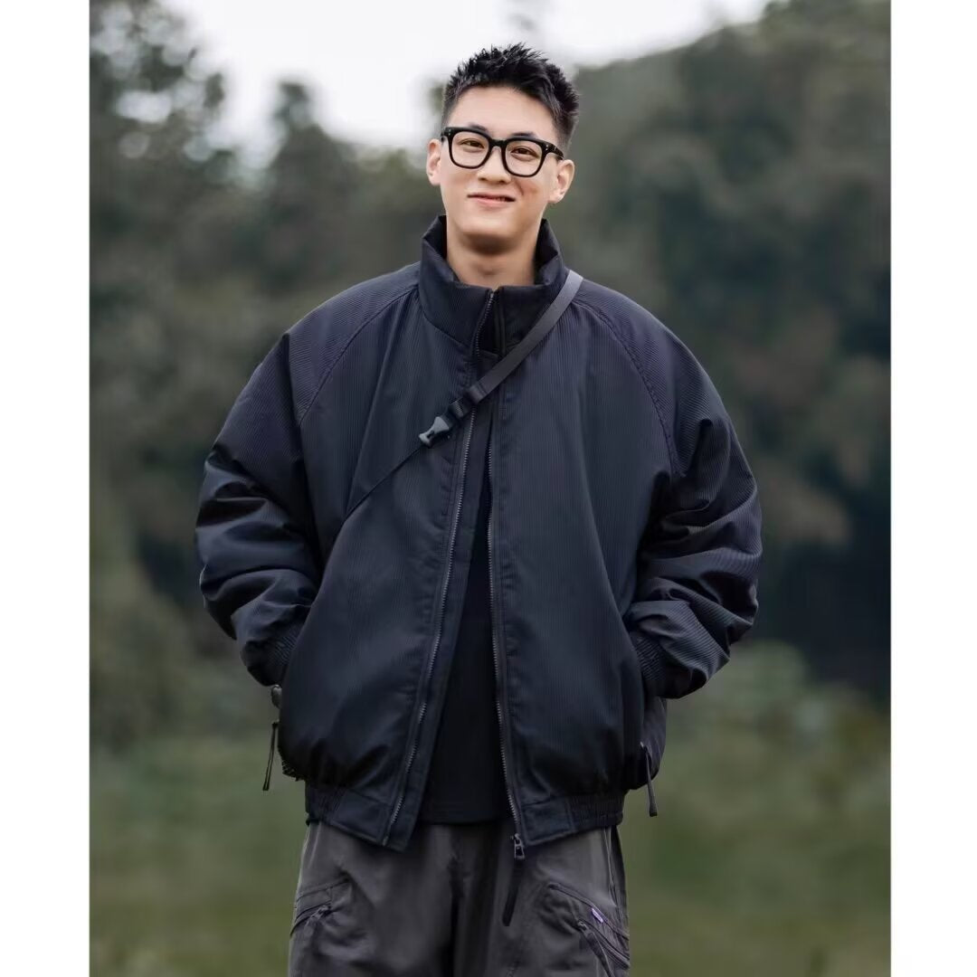 Japanese Vintage Tooling Trend Men's and Women's Loose Vertical Collar Short Cotton-padded Coat Winter Men's American Army Green Cotton Coat Jacket