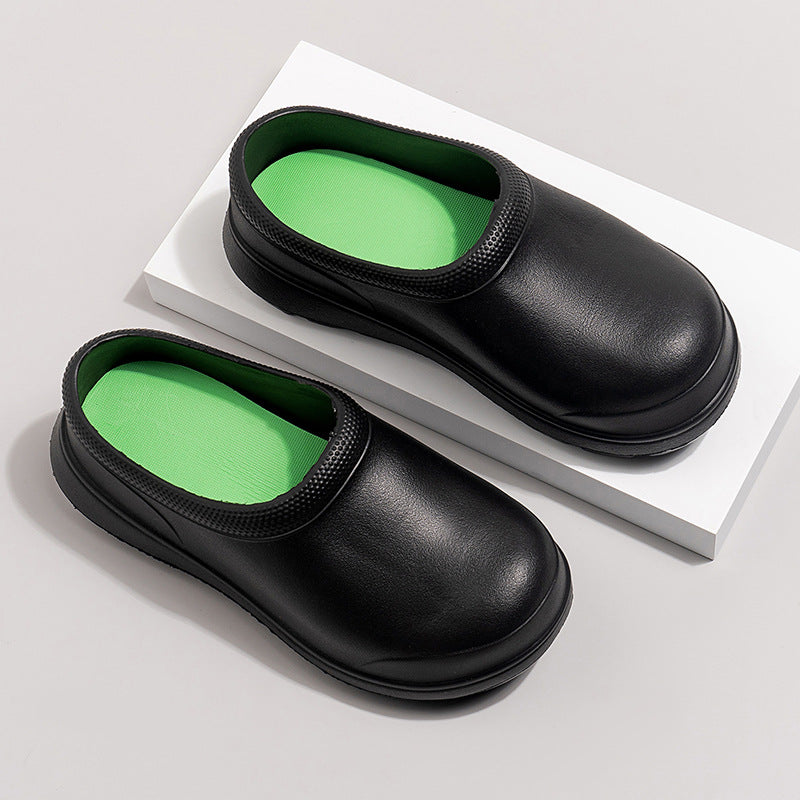 Breathable Non-Slip Waterproof and Oil-Proof Kitchen Shoes Men's Catering Work Shoes Couples Trendyy Casual Eva Non-Porous Hole Shoes