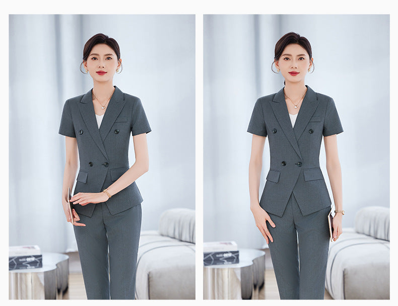High-End Short-Sleeved Suit for Women 2025 Summer New Style Professional Wear Hotel Manager Bank Work Clothes
