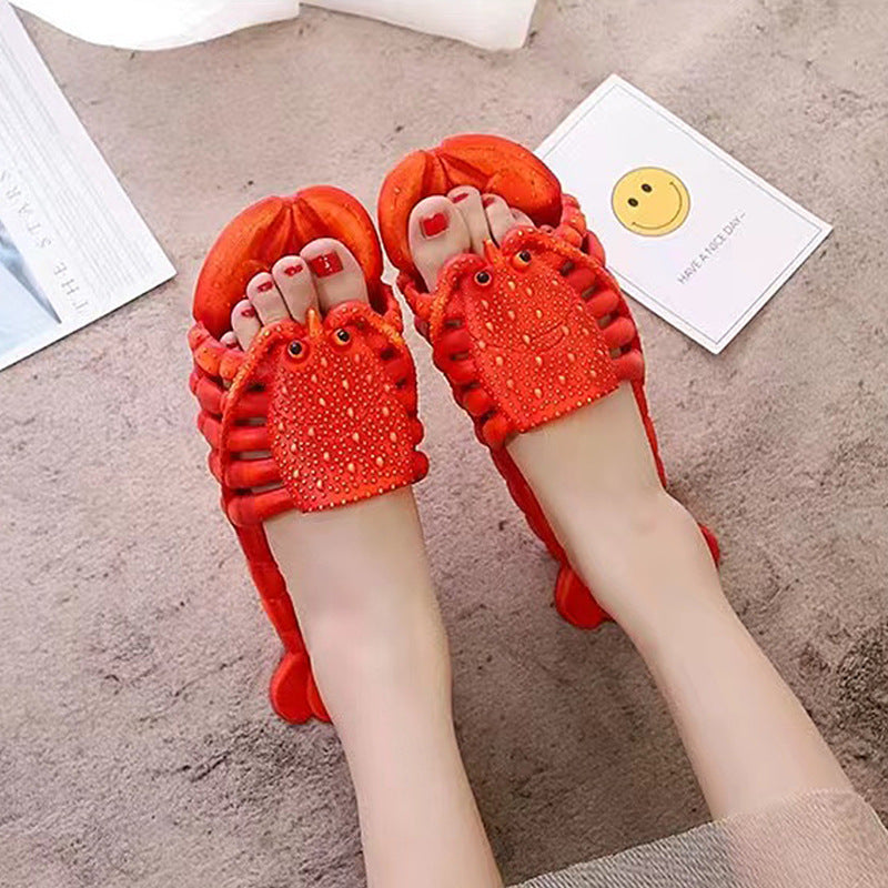 2025 New Personalized Slippers Summer Men and Women Couple Sandals Cartoon Crayfish Slippers Funny Beach Slippers