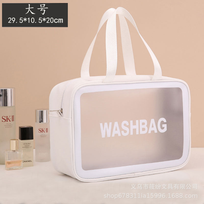 Korean Satchel Cosmetic Bag Pvc Dry and Wet Separation Toiletry Bag Satchel Waterproof Bath and Swimming Frosted Storage Bag