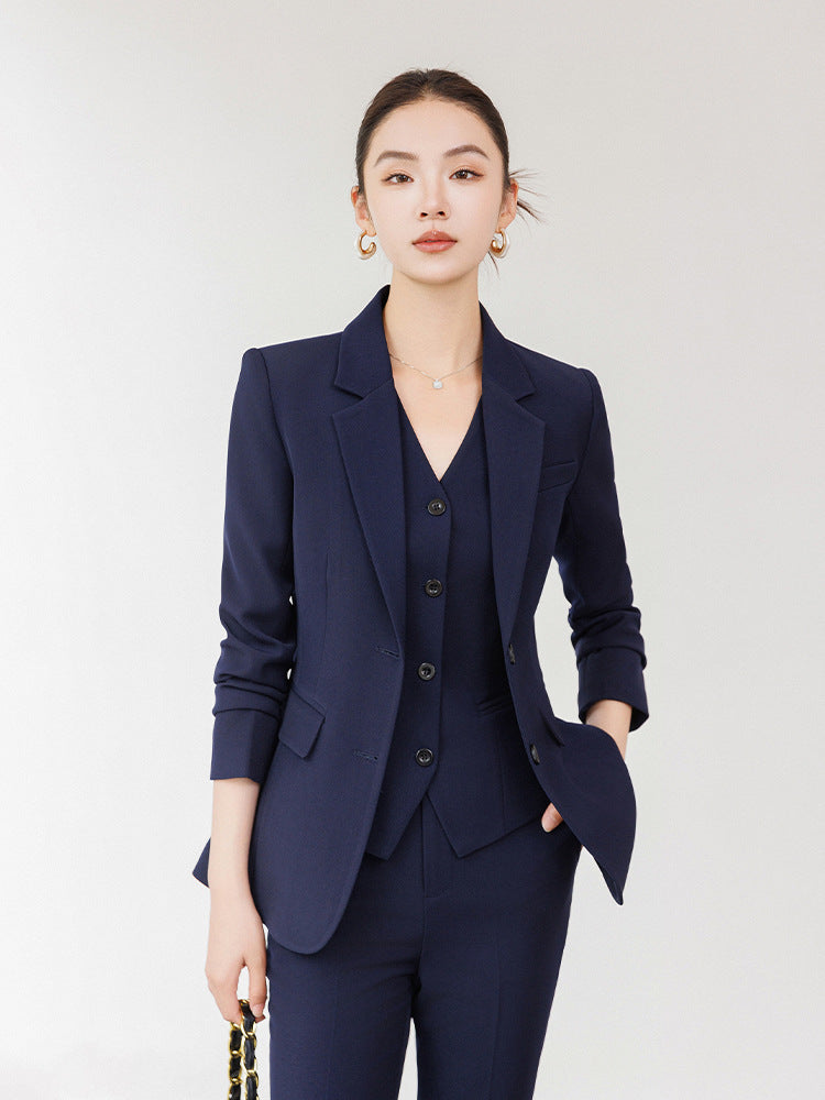Cross-Border Red Hostess Suit Set for Women, Formal Attire for Broadcast Art Exams, Speech Competitions, Interviews, and News Anchor On-Camera Appearance