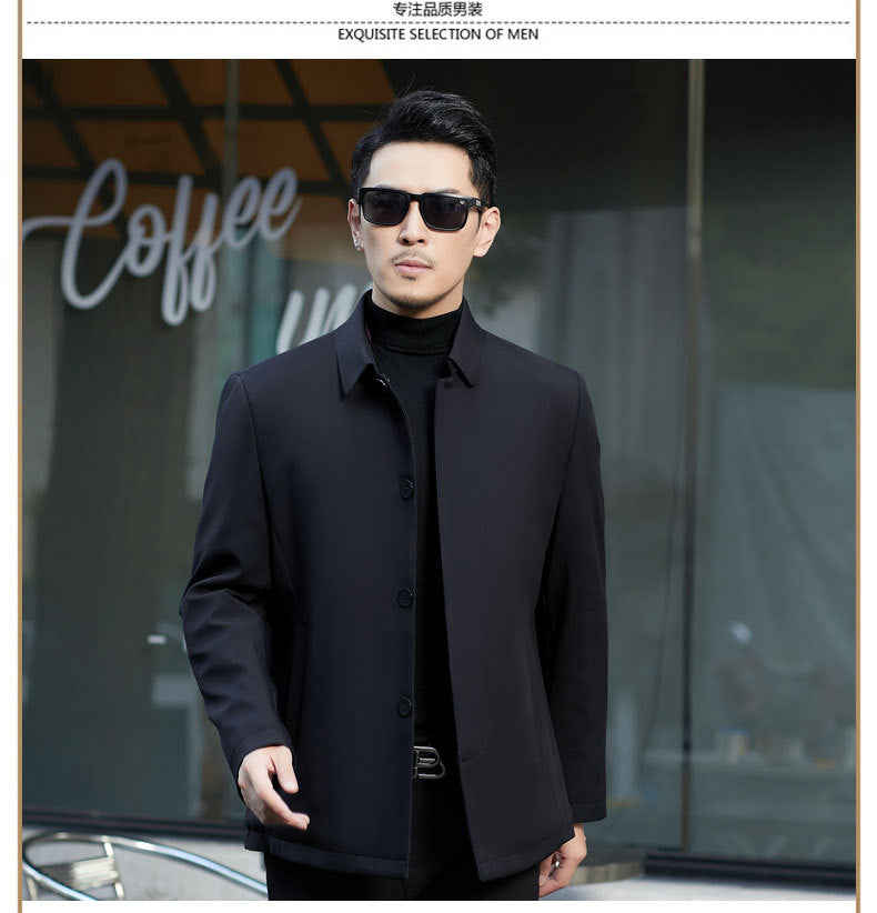 2024 Winter Coat Thickened Cotton-padded Jacket Men's High-grade Mulberry Silk Cotton-padded Jacket for Middle-aged and Elderly Dads Business Casual Jacket