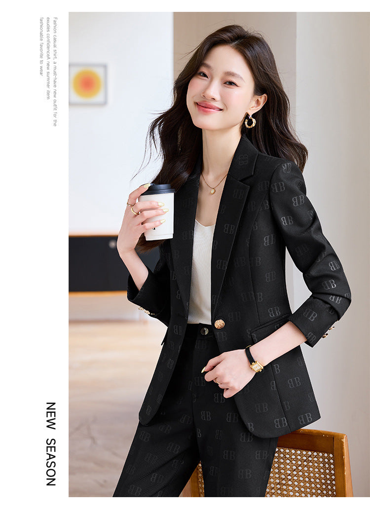 High-End Fashion Letter Printed Suit Suit for Women Spring & Fall 2025 New Design Exquisite Suit Two-Piece Set