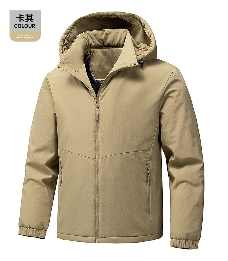 Cross-Border Graphene Cotton Jacket for Men in Autumn and Winter with Detachable Hood, Casual Velvet Thickened Warm Cotton Jacket, Jacket