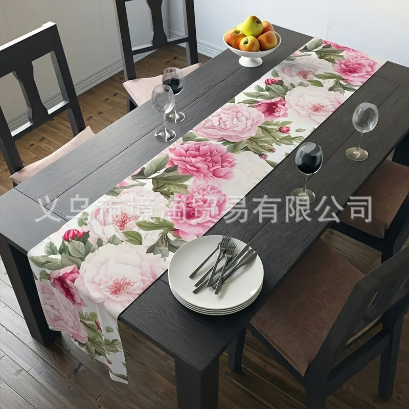Linen Table Runner Pastoral Flower Lemon Summer Home Dining Table Outdoor Decoration Printed Tablecloth Table Runner