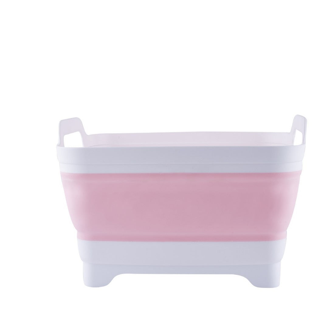 Cross-border Kitchen Sink Folding Square Vegetable Washing Basin Telescopic Draining Basket Portable Folding Basket Washing Fruit and Vegetable Storage Frame