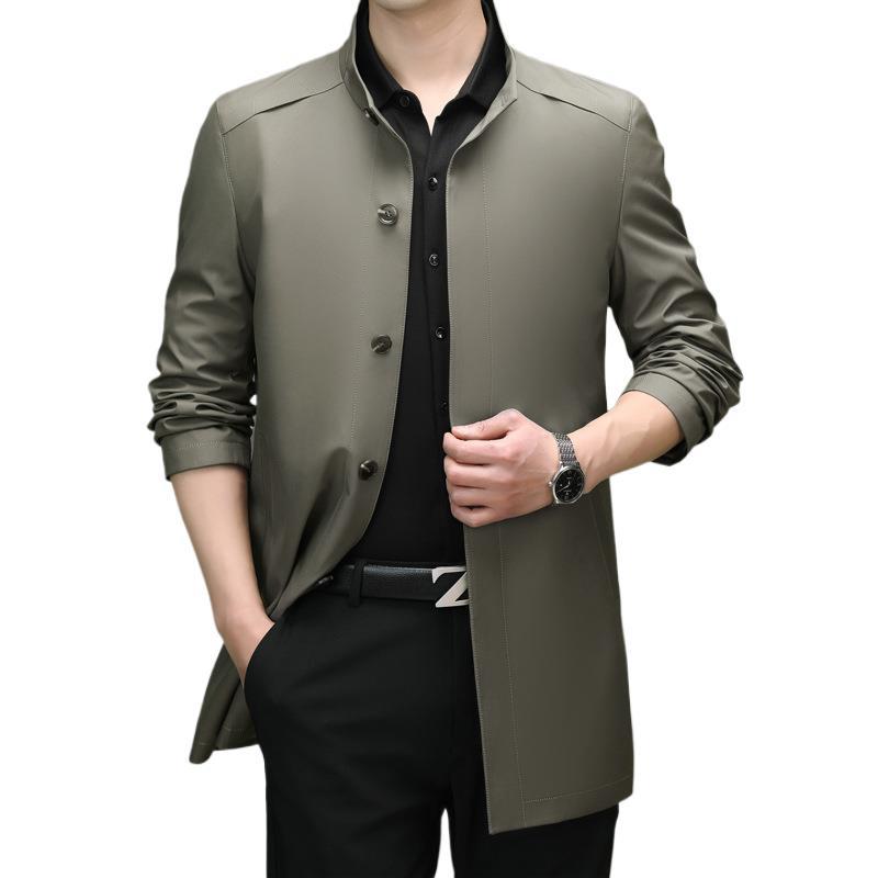 Is the brand of middle-aged and elderly men's windbreaker coat 2024 new winter stand collar long business dad cotton-padded jacket