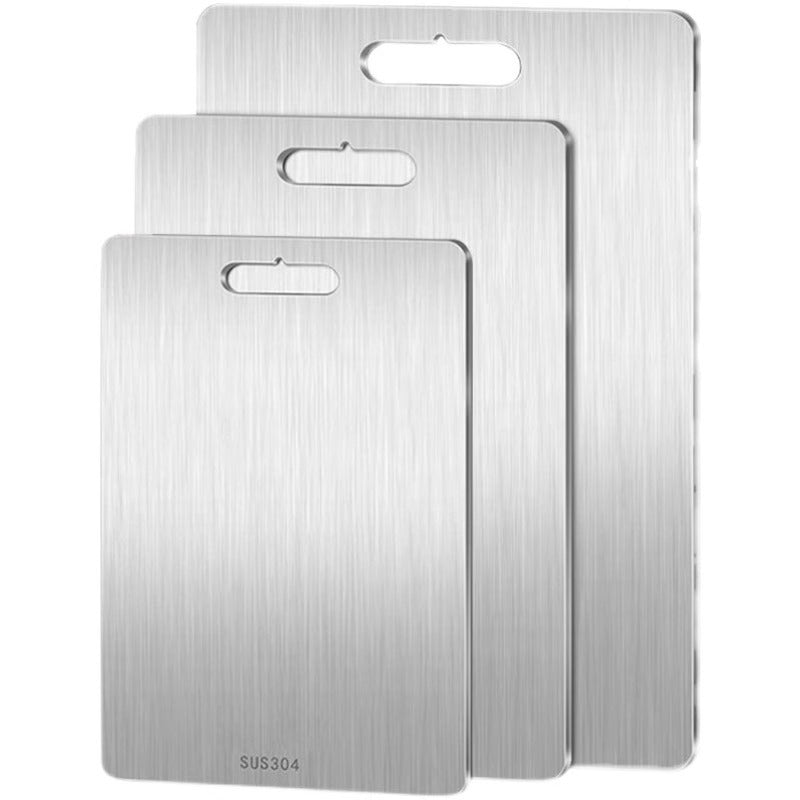 Thickened Double-Sided 304 Stainless Steel Cutting Board, Large Cutting Board, Antibacterial and Mildew-Proof Household Vegetable and Fruit Cutting Board