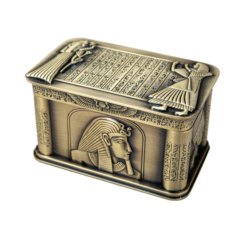 New Metal European Style Pharaoh Jewelry Box Creative High-End Exquisite Egyptian Style Jewelry Necklace Storage Box Wholesale
