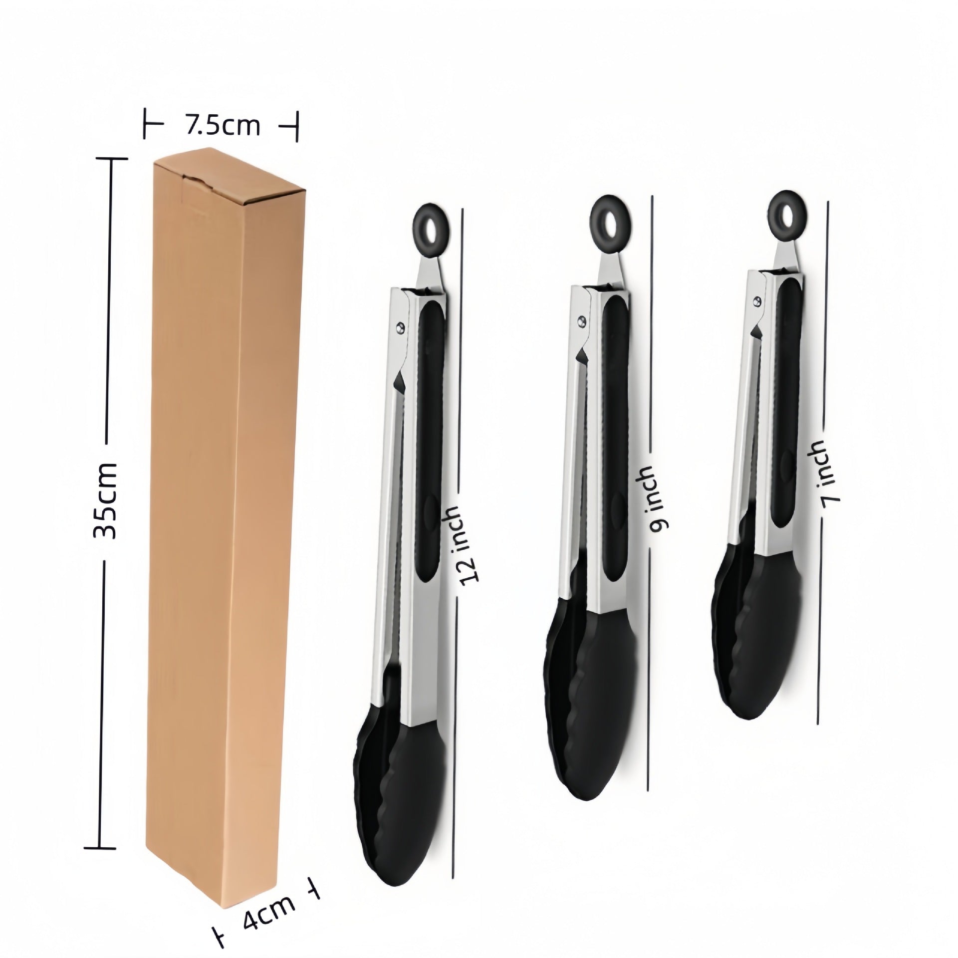 Cross-Border Black Silicone Clips, High Temperature Resistant Kitchen Food Frying Stainless Steel Fried Steak Clips, Special Food Clips for Cooking