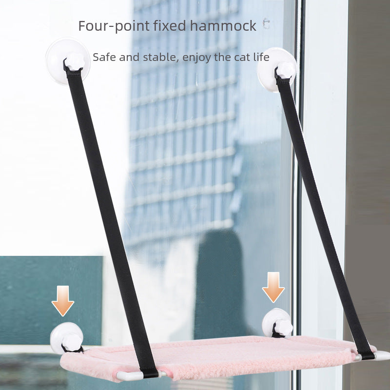 Cross-Border New Cat Hammock with Suction Cups for Windows, Hanging Cat Nest, Double-Layer Wall-Mounted Cat Climbing Frame, Toy Cat Hammock