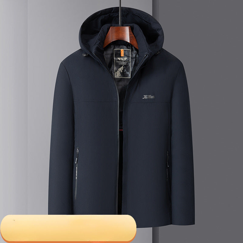 Autumn and Winter fleece-lined Thickened Cotton-padded Clothes Men's Cotton-padded Jacket Youth Warm regular All-match Fashionable Solid Color Quality