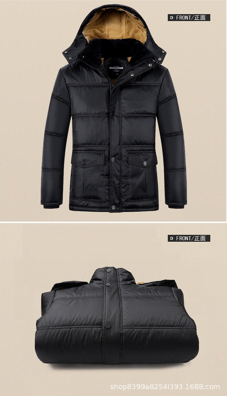 Cotton-padded coat for men 2019 new winter middle-aged and elderly warm cotton-padded coat fleece-lined thickened fashion dad wear wholesale