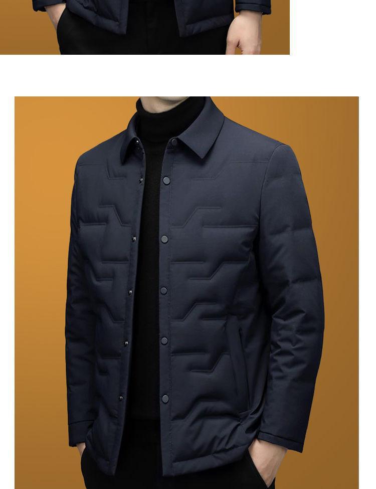 Middle-Aged Men's Autumn and Winter Lapel Jacket, Dad's Cotton Coat, Thickened Warm Cotton-Padded Jacket, Men's Winter Cotton Coat