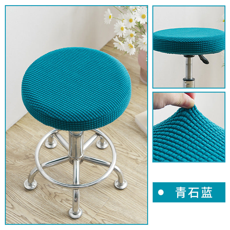Universal Simple Round Stool Cover, Fully Enclosed, Dustproof, Non-Slip, Fleece Bar Stool Cover for Beauty Salon Swivel Chair Cushion