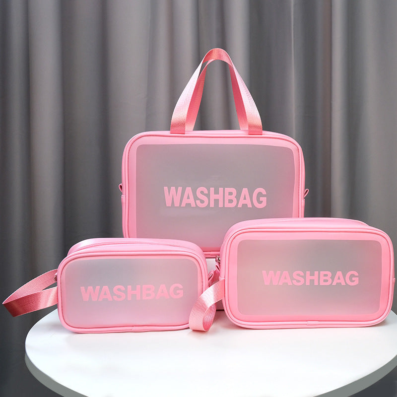 New Transparent Frosted Three-Piece Cosmetic Bag Cross-Border Travel Toiletry Bag Multi-Functional Skin Care Product Storage Bag Wholesale
