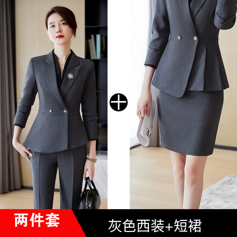 Cross-border High-end Professional suit Women's New Double-breasted Suit Fashion Elegant Goddess Style Work Clothes Interview Dress