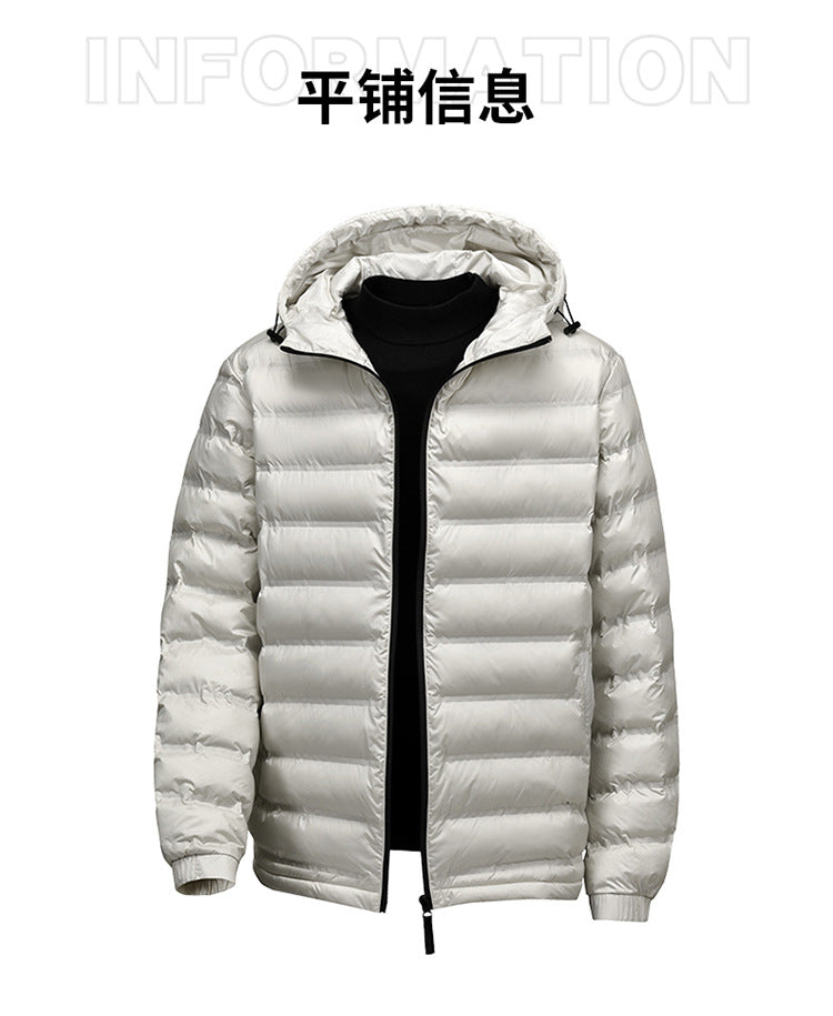 Cross-Border Wholesale 2025 Winter New Cotton-Padded Men's Short Hooded Jacket Trendy Brand Sports Warm Top Men's Clothing