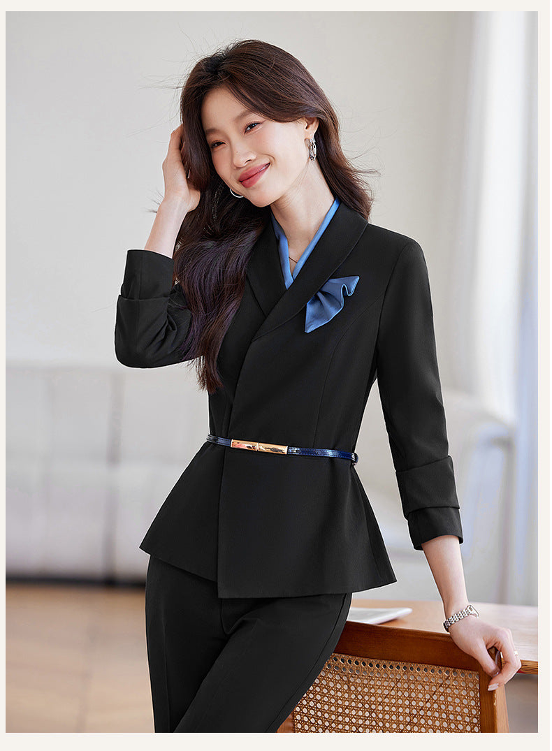 Cross-Border Flight Attendant Professional Suit Set for Women, Announcer, Art Exam Host, Formal Attire, Front Desk Receptionist, Beauty Salon Work Uniform