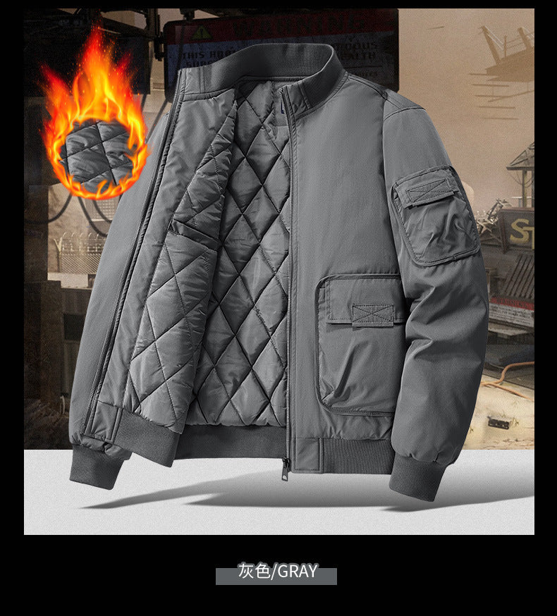 Flying Suit Men's Jacket Cotton Coat Autumn and Winter American Retro Loose Casual Middle-aged Casual Jacket Cotton Coat Coat