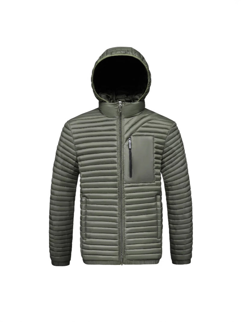 Cross-Border Men's Cotton Jacket 2025 Autumn and Winter Graphene Detachable Hood Amazon Wish Ribbed Cotton Coat Thickened