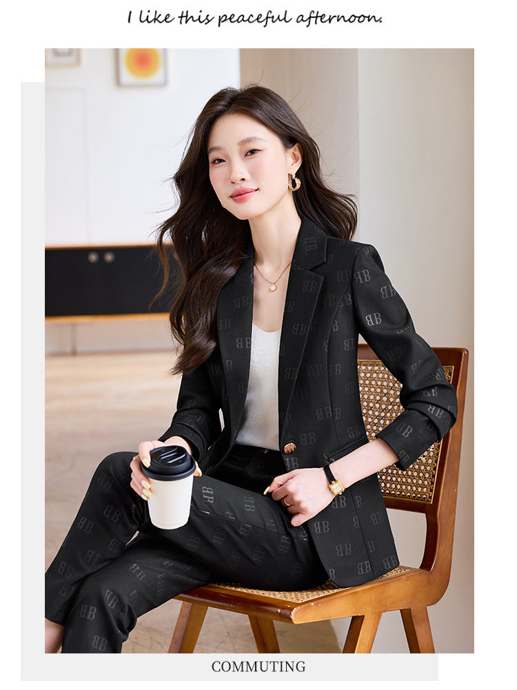 High-End Fashion Letter Printed Suit Suit for Women Spring & Fall 2025 New Design Exquisite Suit Two-Piece Set