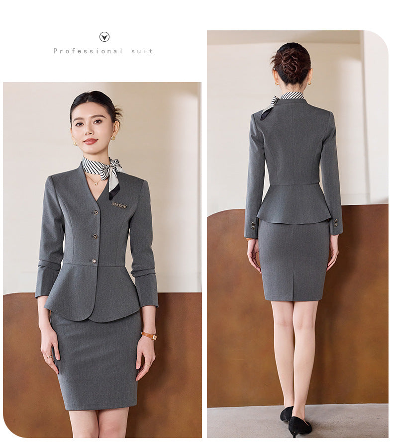 Dark Blue Suit Suit for Women 2025 Autumn and Winter New Professional Formal Wear Fashionable Workwear Jewelry Store Work Clothes