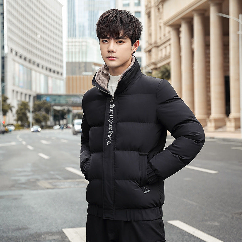 2025 Winter Cotton Jacket for Men, Fashionable and Popular Stand-Up Collar Windproof Cotton Coat, Trendy Korean Style Handsome Short Jacket for Students