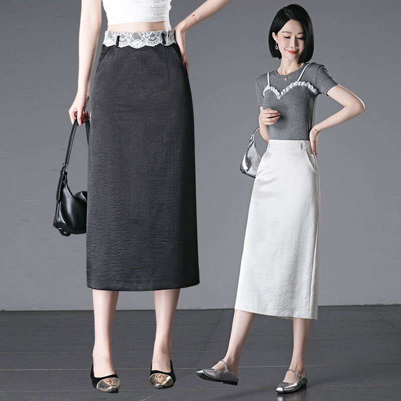White High-Waisted Suit Skirt for Women 2025 Spring & Fall New High-Waisted Versatile Casual Fashion Straight Hip-Hugging Skirt