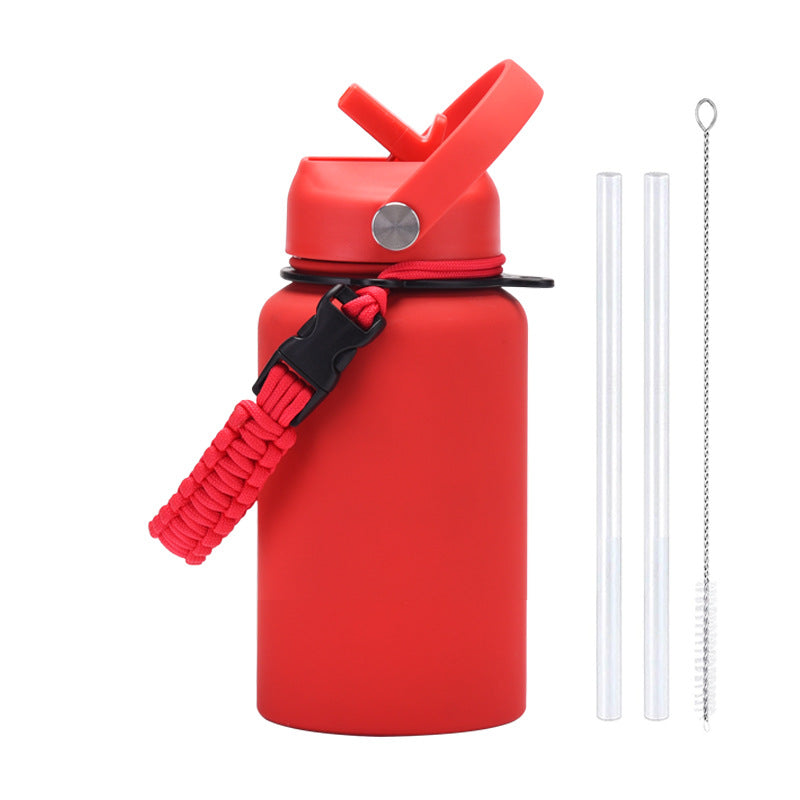 New 650ml Stainless Steel Insulated Cup with Braided Rope Straw Water Cup for Men and Women Outdoor Sports Insulated Water Kettle