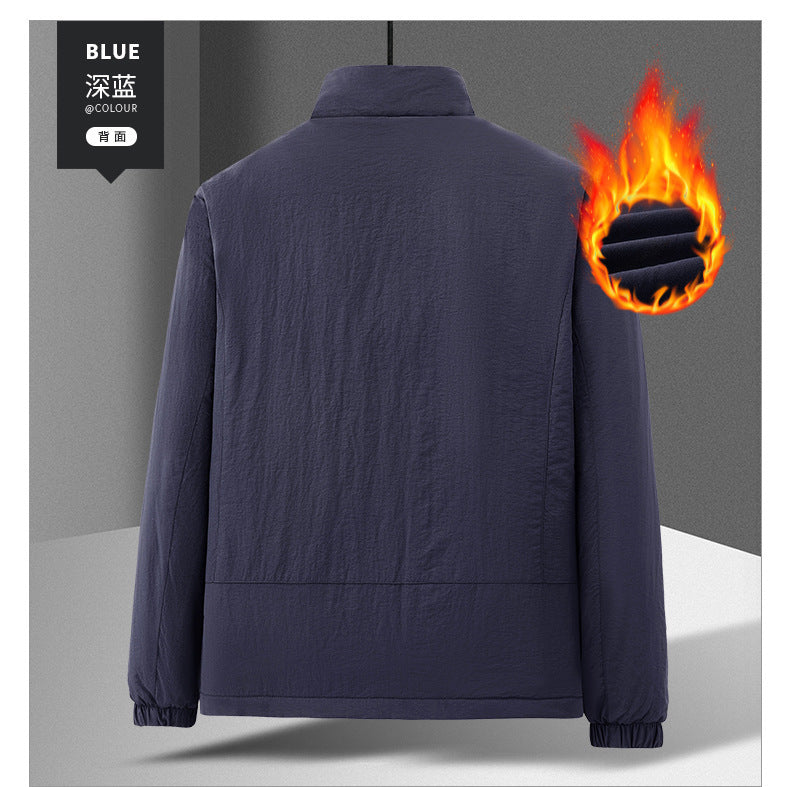 Cross-Border 2025 Tiktok Hot New Style Fleece-Lined and Cotton-Padded Men's Jacket for Outdoor Sports, Loose Korean Style Casual for Middle-Aged Men