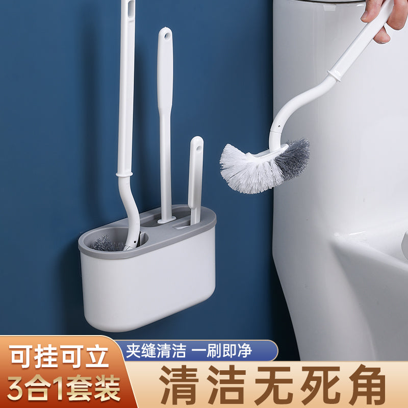 Creative Silicone Japanese Elbow Toilet Brush with Base Wall Mounted Brush Toilet Toilet Hard Hair Cleaning Brush