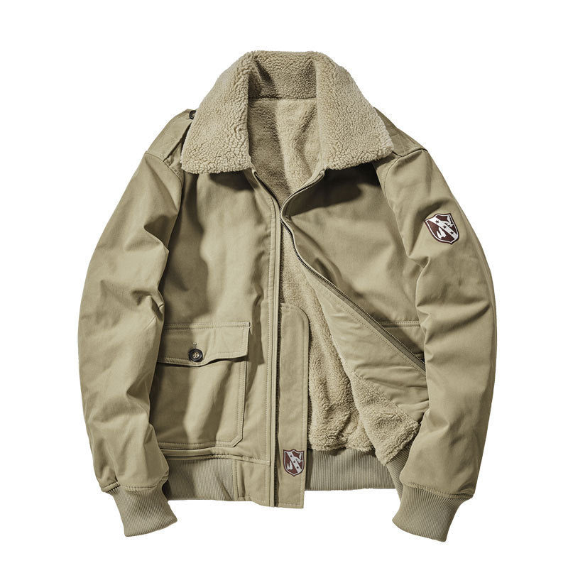 Factory direct winter plus velvet men's cotton-padded overalls cotton-padded jacket coat fur collar thickened pilot cotton-padded jacket 89K16