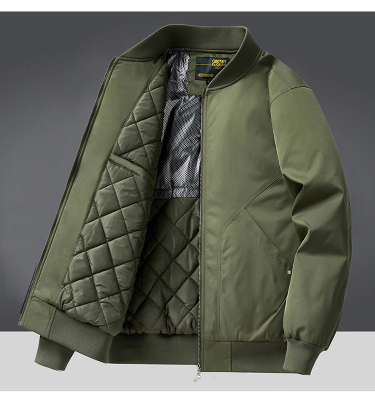 Autumn and Winter New Quilted Jacket Men's Casual Retro Versatile Baseball Uniform American Workwear Thickeneded Warm Cotton Jacket