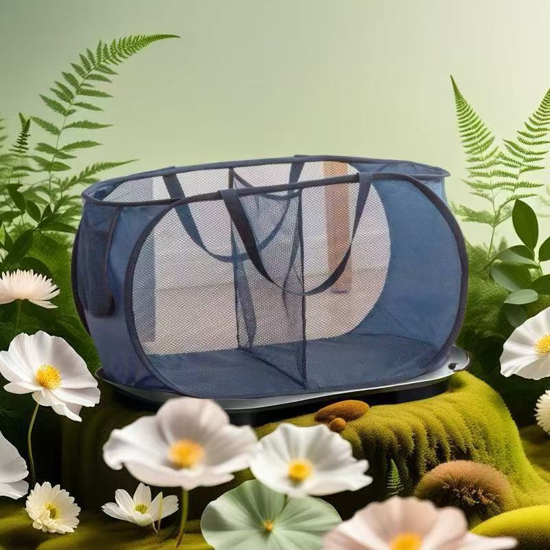 Dirty Clothes Basket, Foldable Large-Capacity Household Mesh Laundry Basket, Bathroom Storage Basket for Dirty Clothes