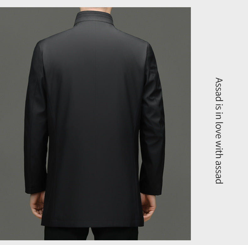 Is the brand of middle-aged and elderly men's windbreaker coat 2024 new winter stand collar long business dad cotton-padded jacket