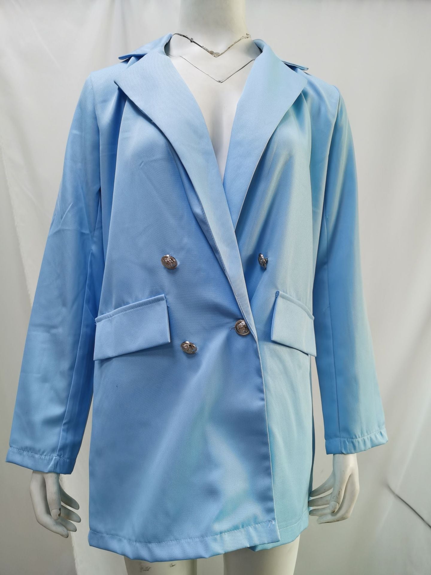 Amazon wish explosions solid color fashion lapel cardigan 2020 Europe and the United States long temperament suit jacket women