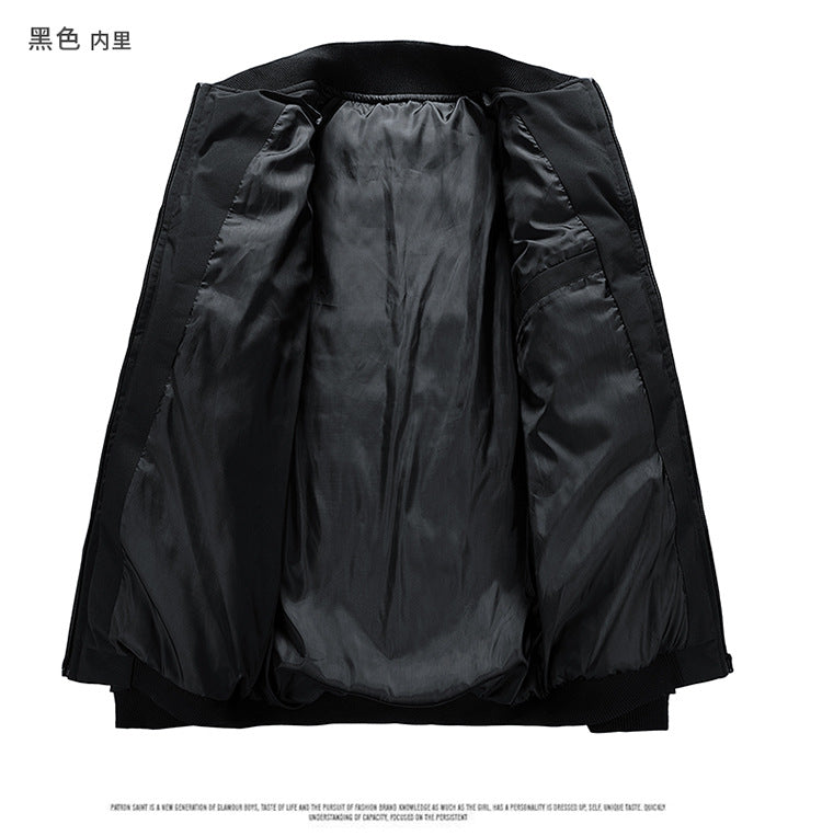 FS Standard Men's Baseball Collar Jacket Korean Style Casual Autumn and Winter Cotton Clothes Youth Handsome Outerwear All-match Coat Men's Trendy