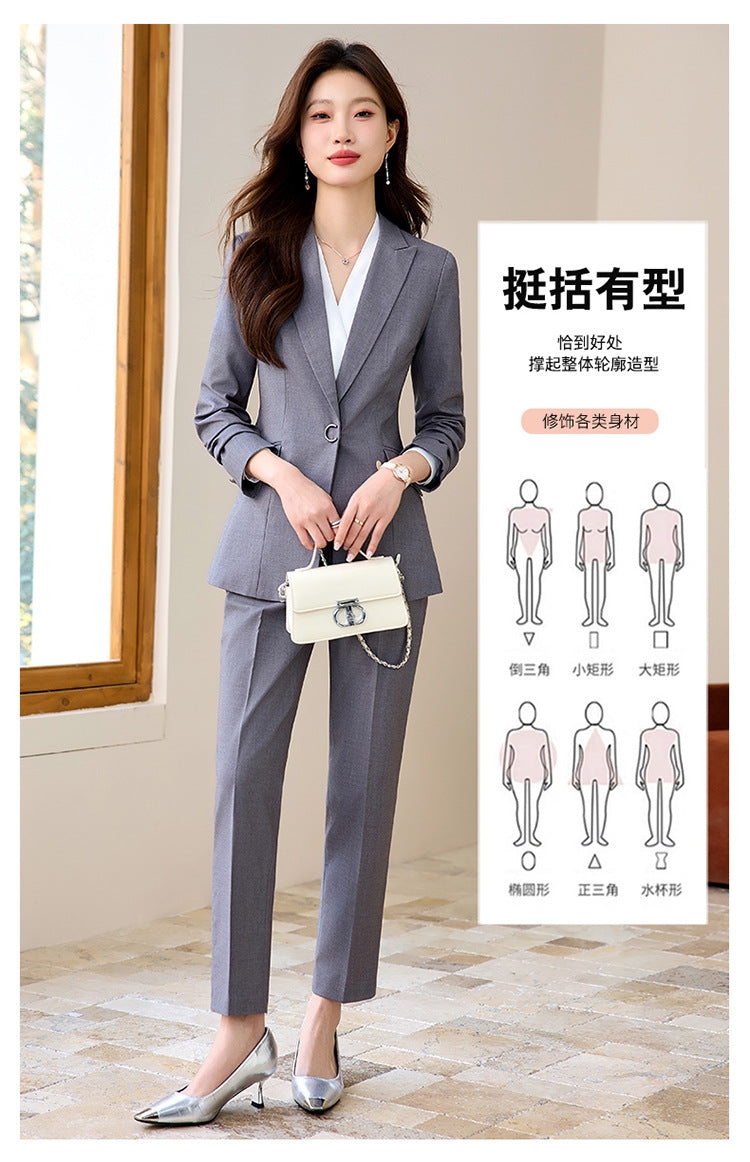 Suit suit Women's Spring and Autumn Business Dress Front Desk Reception Work Clothes Suit Interview Suit Sales Department Property Tooling