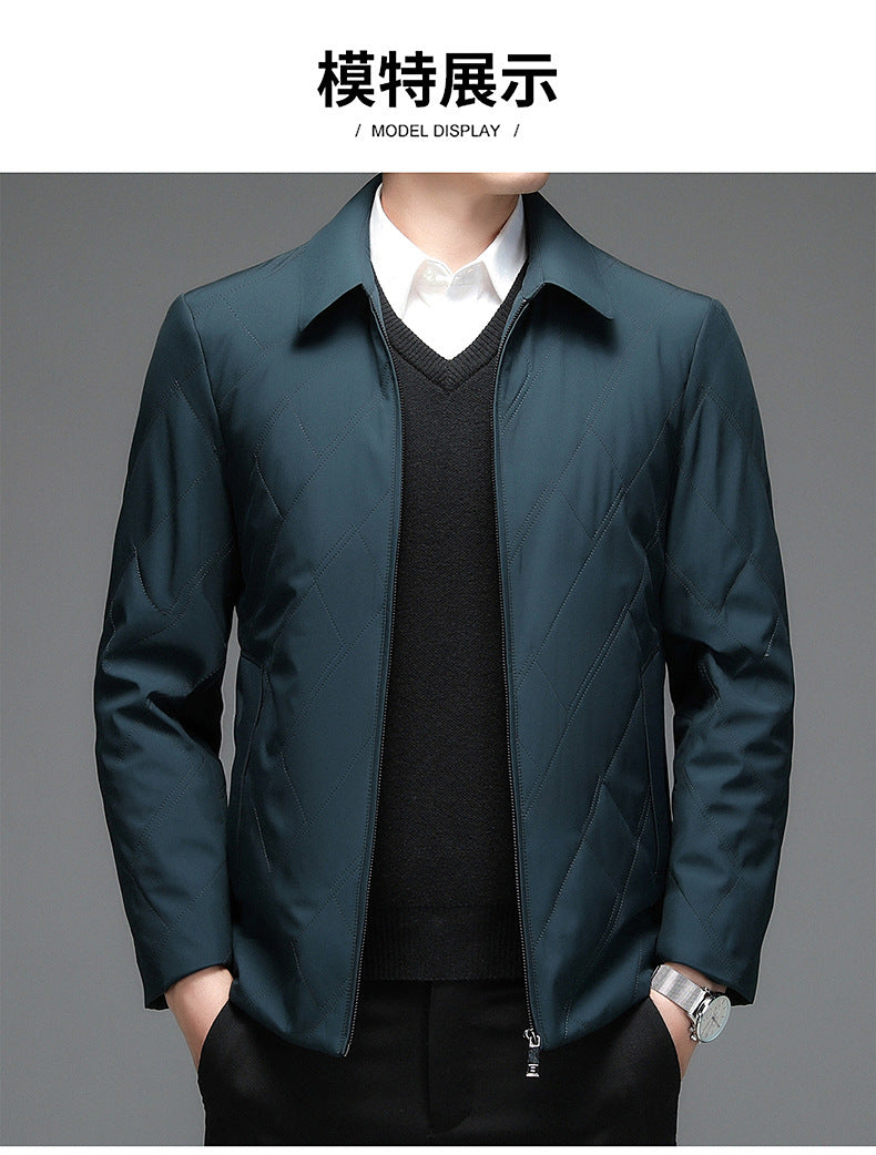 Middle-Aged Men's Jacket 2025 Winter New Style Lapel Middle-Aged Dad's Cotton-Padded Jacket Business Casual Men's Jacket Dropshipping