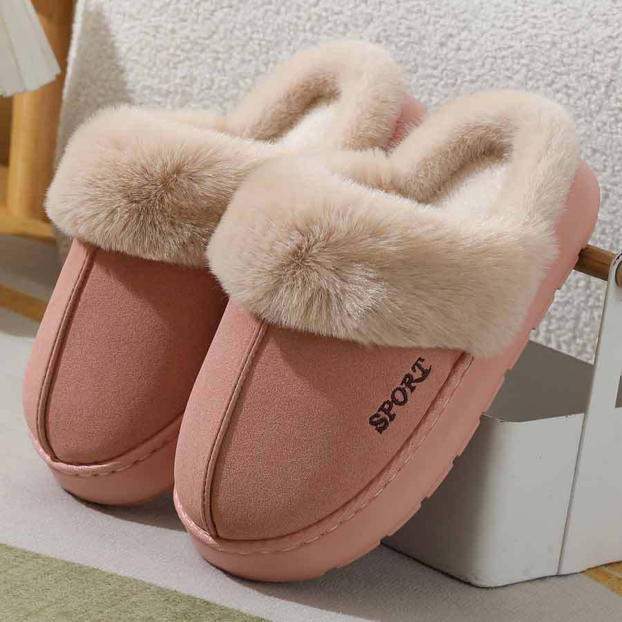 2024 new slippers fleece-lined thickened home warm thick-soled cotton shoes women's non-slip indoor winter plush cotton slippers