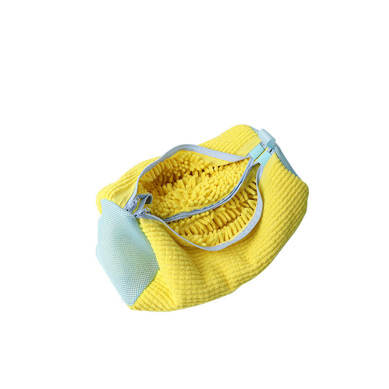 Cross-border New Lazy Double Pull Shoe Washing Bag Washing Machine Shoe Protection Deformation Prevention Washing and Cleaning Artifact Household Soft Wool