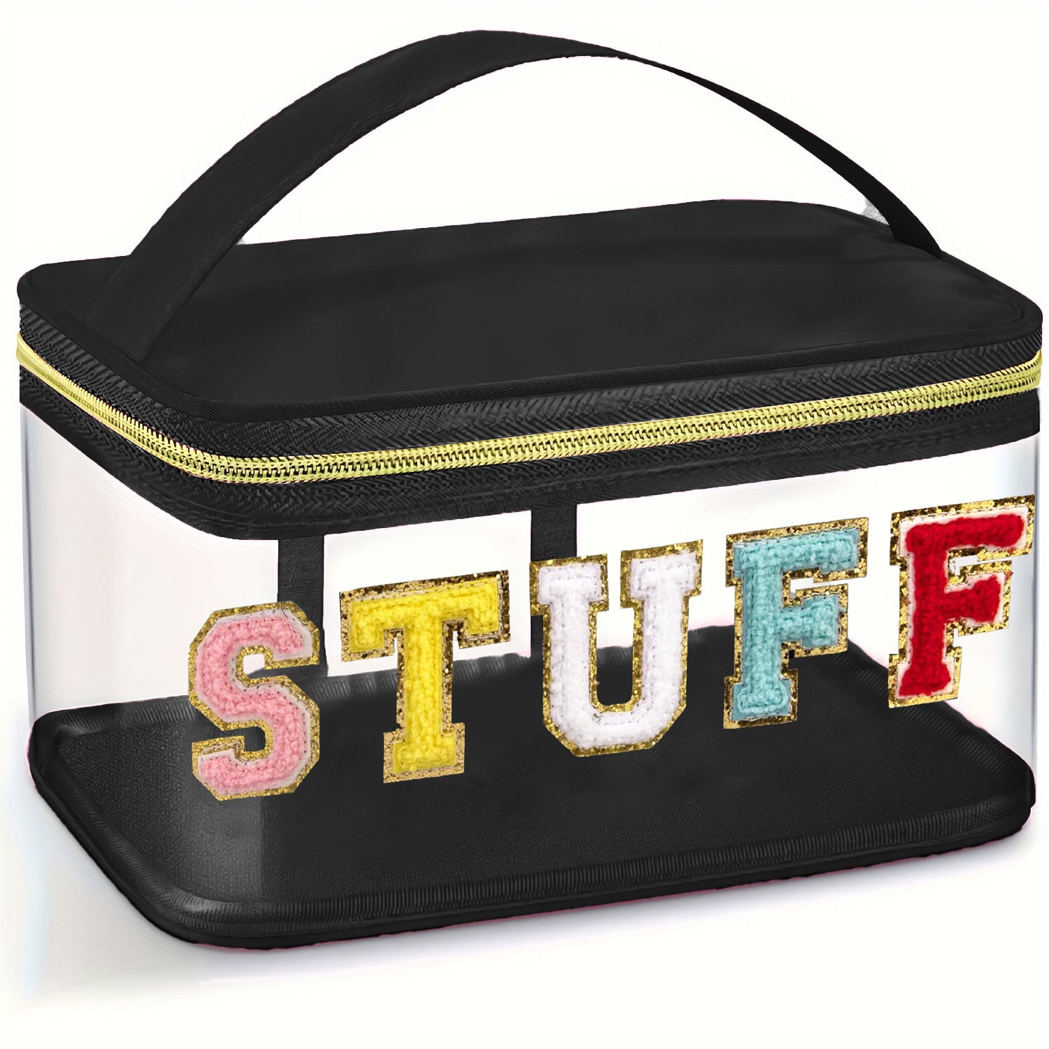 Amazon embroidery storage bag cross-border PVC transparent letters cosmetic bag travel wash bag large capacity cosmetic bag