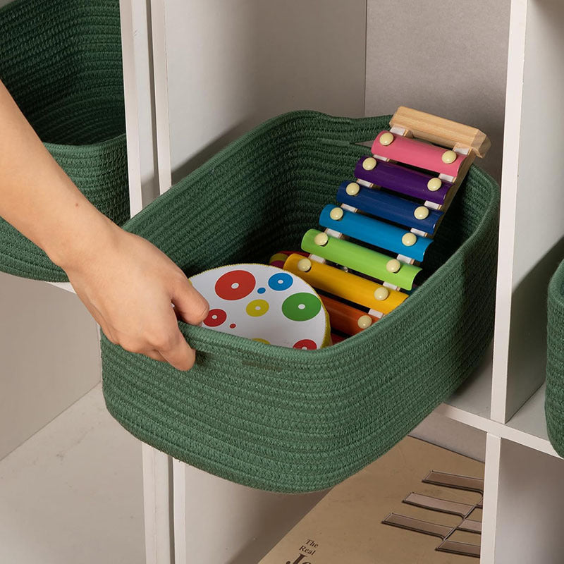 Amazon Rectangular Cotton Rope Storage Basket Storage Basket Storage Basket for Living Room Toys and Miscellaneous Items Cotton Rope Woven