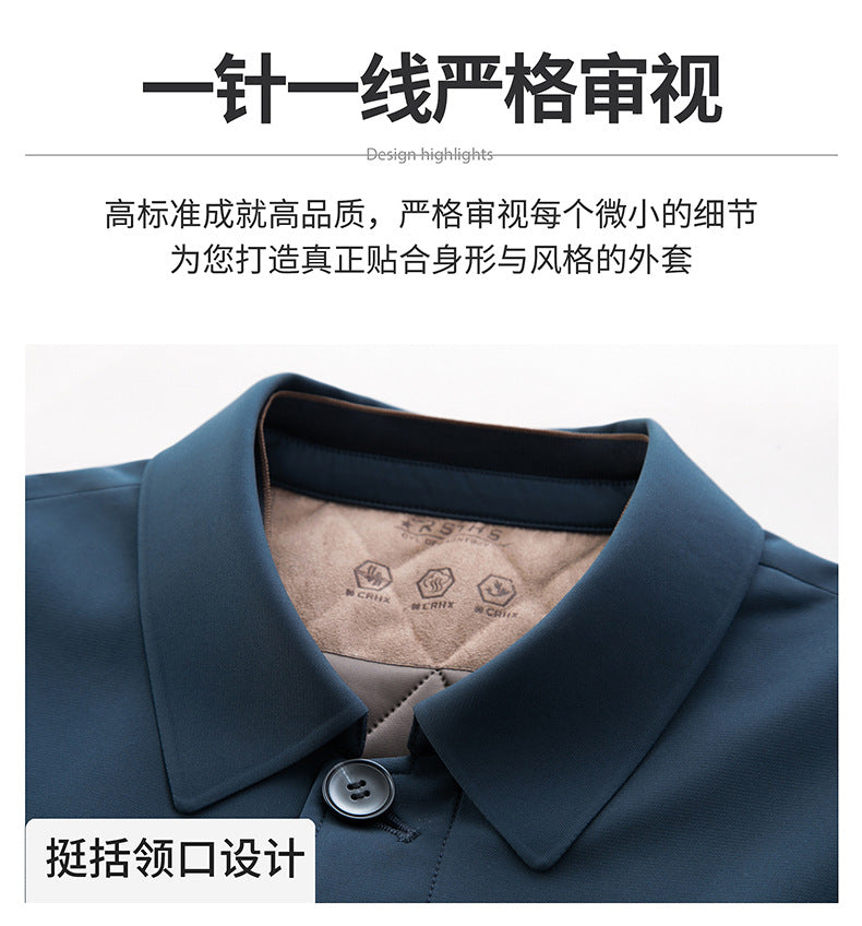 Pastoral Bird Jacket Cotton Coat Coat Winter Middle-aged and Elderly Men's Lapel Business Casual Lightweight Warm Silk Cotton Coat