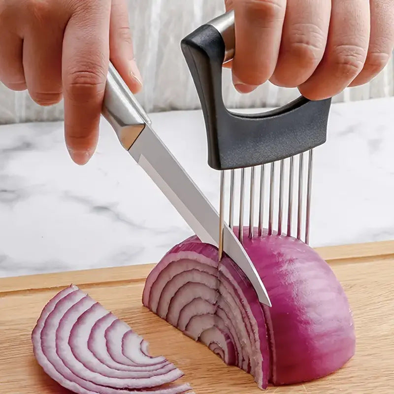 Stainless Steel Onion Needle Slicer Pine Needle Meat Tenderer Vegetable Cutting Kitchen Gadget Onion Insert Slicing Holder