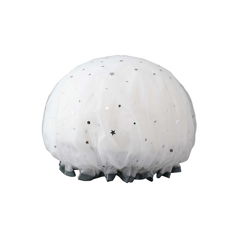 Double-layer shower cap waterproof shower head set household women's summer shower cap hair set kitchen anti-oil smoke film special wholesale